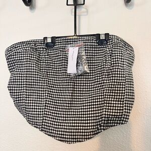 American Eagle Gingham Strapless Black White Bustier Tube Top Size Large NWT